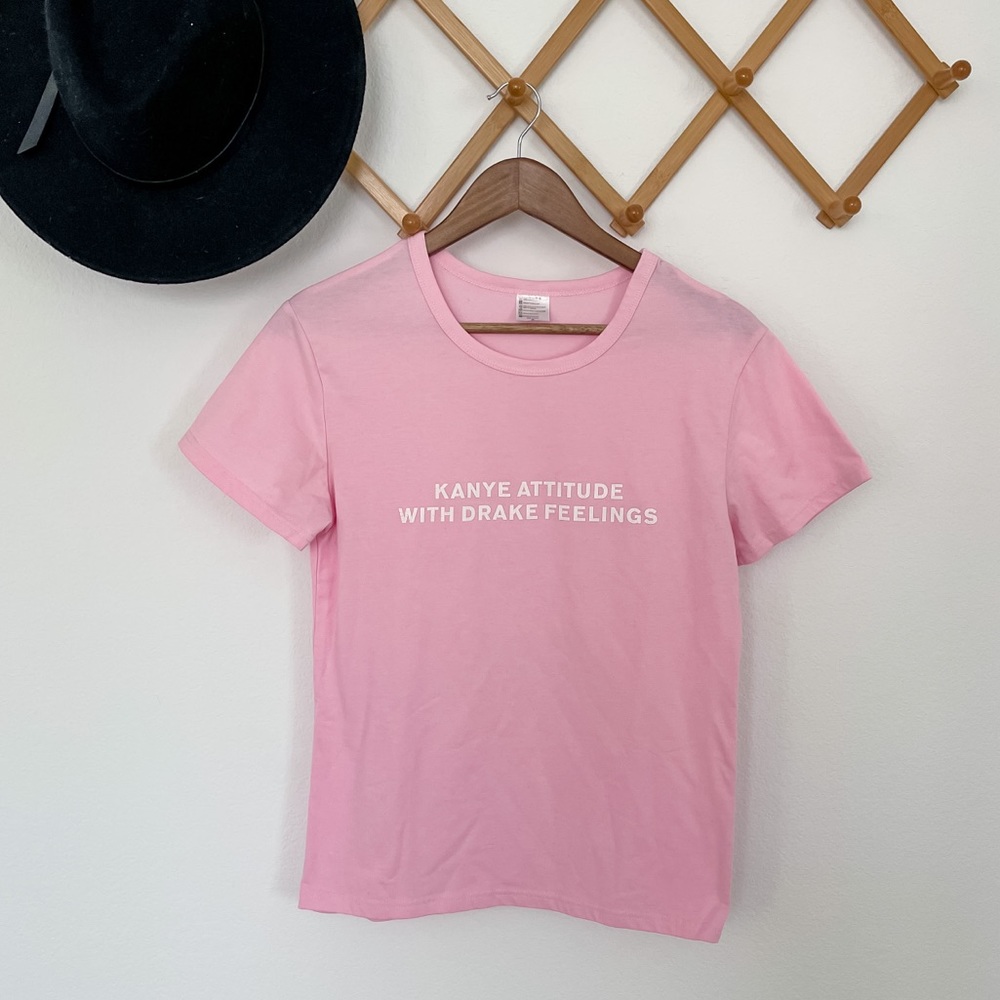 Y2K Pink Graphic Kanye West Drake Feelings Tee